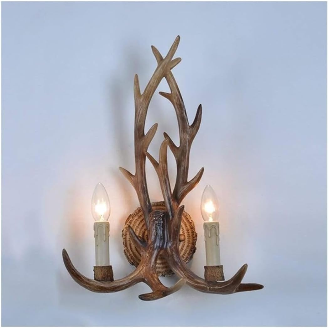 Ruvoo Wall Light Wall Sconce Wall Lamp Resin Wall LampDeer Horn Wall Sconce Antler Retro Deer Tree Branch Wall Light Bedroom Living Room Corridor Aisle Wall Lights Wall Sconces (Color : A)