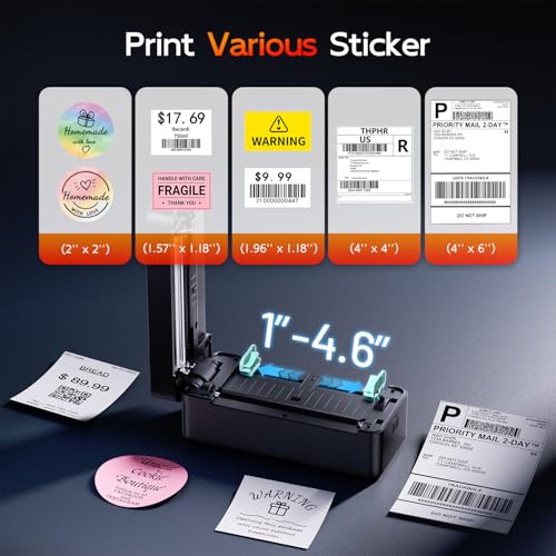 Image of TATTMUSE Thermal Shipping Label Printer 4X6 Upgraded, 2026 New Version Bluetooth Label Printer for Small Business and Package, Support iOS, Android, Windows, Mac, Come with Label Holder