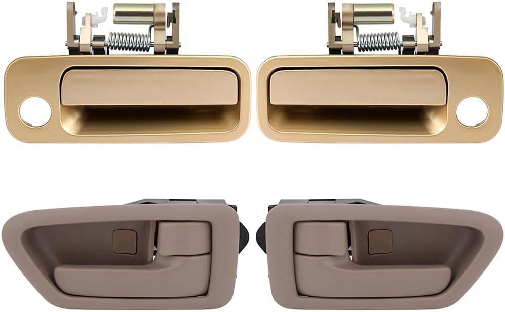 LUJUNTEC Exterior Interior Door Handles,Front Inside Outside Door Handles,Front Driver Passenger Side,Replacement for 1997-2001 for Toyota for Camry,4pcs Golden/Beige Handles Replace