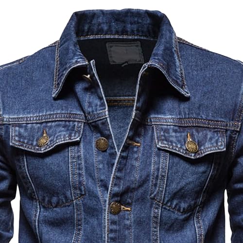 Maiyifu-GJ Men's Distressed Denim Trucker Jackets Fashion Slim Fit Jean Jacket Casual Lapel Motorcycle Coats Outerwear2