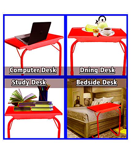 Image of Multipurpose Laptop Study Table Strong Top 6 Heights 3 Angles Portable Adjustable Foldable (Red)