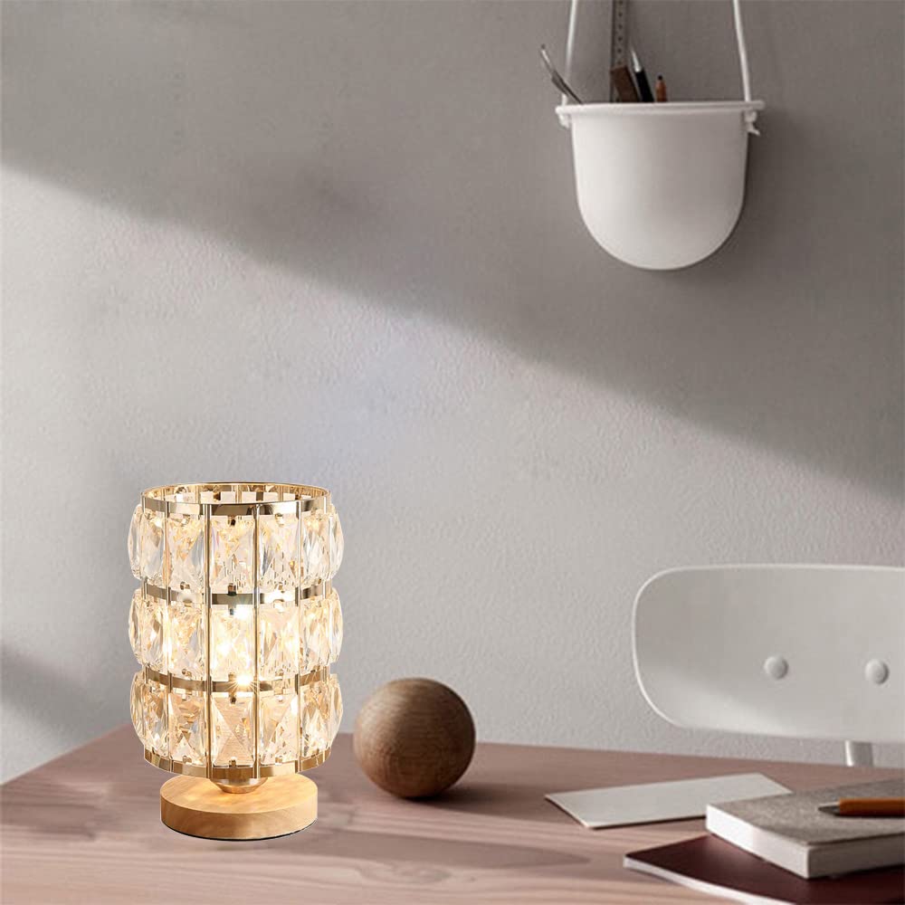 Mengjay Lampe de table moderne en métal et en verre, lampe de bureau de lampe de chevet en cristal, lampe de table E27, pour chambre à coucher Lecture de studio, idéal pour dans le salon, chambre.