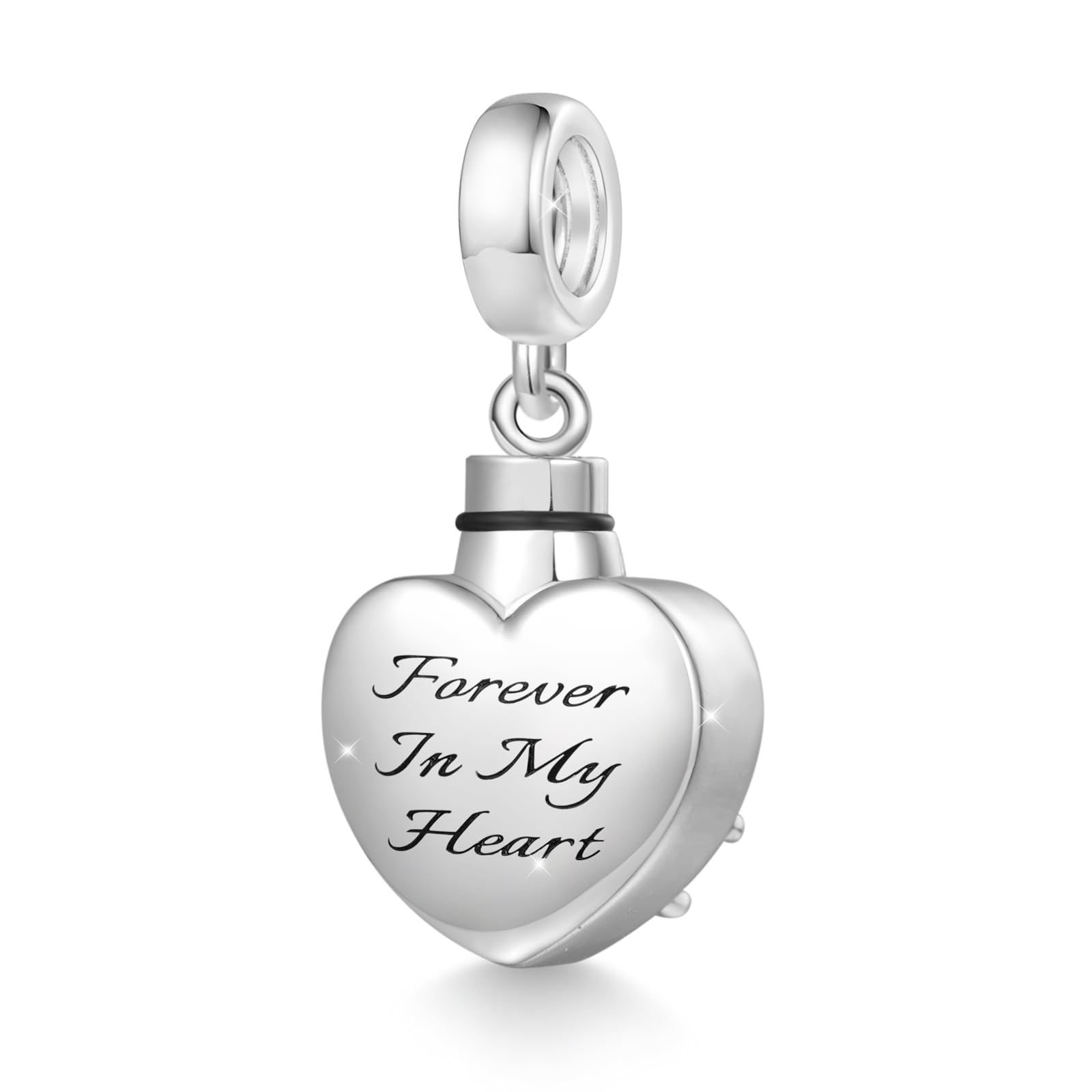 GNOCE Charm Anhänger Forever In My Heart Herz Gedenk Urne-Asche Anhänger 925 Sterling Silber Charm Fit Alle großen Marken von Armband/Halskette