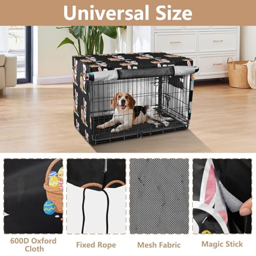 Housse de cage pour chien taille M avec double fermeture éclair noire