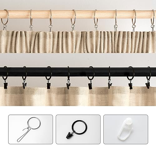Woaboy Leinen Gardinen Vorhänge Kräuselband 2er Set 140x245cm Beige – Ansicht 3