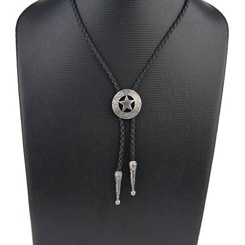 Coolla Bolo Tie- Handmade Star Western Cowboy Black Vintage Turquoise Pendant For Women,Men (Silver) #TOP1