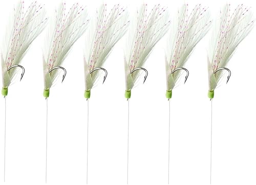 Ocean CAT - Juego de 10 anzuelos de pesca de plumas blancas, anzuelos de pesca de agua salada, de agua dulce, 20#10#2#4#6#8#10#12#14