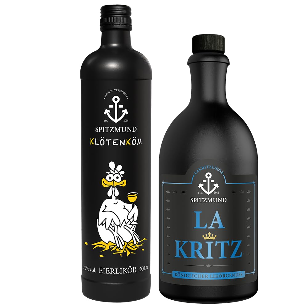 SPITZMUND Klötenköm Set mit LA KRITZ | LA KRITZ & Klötenköm Eierlikör | Premium Lakritzlikör & prämierter Eierlikör | 2x 500ml