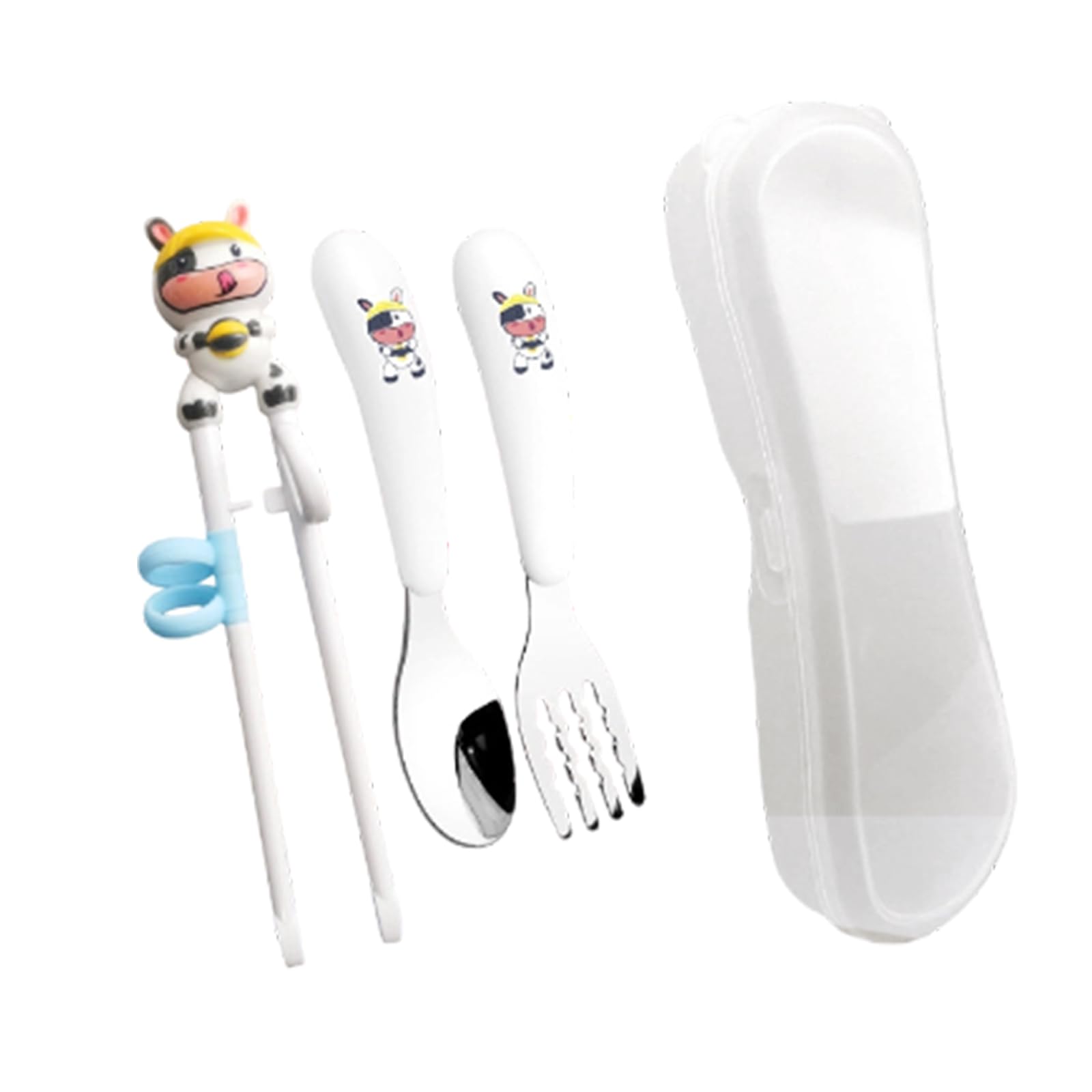 Msioytog Kids Tableware Set Cartoon Design Includes Training Chopsticks Fork Spoon and Storage Box for Home Restaurant Use Toddler Eating Utensils