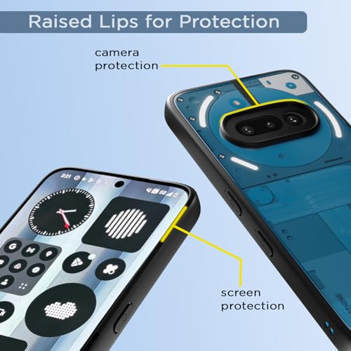 Image of Amazon Basics TPU+PC Back Cover for Nothing Phone 3A 5G | Shockproof Sleek Hybrid Armor Bumper Case (Black) | Shockproof