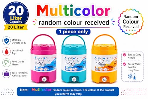 Image of 20 Litre Water Camper with Leak Proof Tap, Food Grade Plastic, Multicolor, for Home, Office & 20 Litre Water Camper, Water Storage Container, Plastic