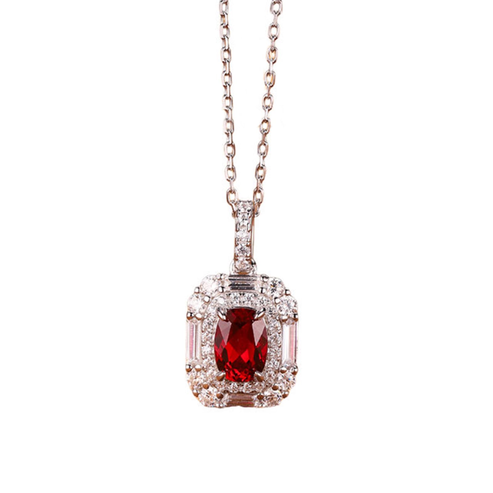 Zawieszka Charms Gold 585 z 1,2 ct Lab Created Rubin i Moissanit, 14-karatowe złoto łańcuszek 585 dla dziewczyny, 14-karatowe białe złoto, modna biżuteria na Dzień Ojca