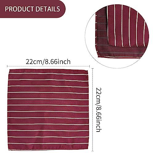 Set de moño y pañuelo para hombre burdeos con rayas miniatura 4