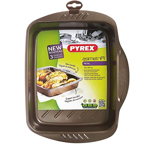 Pyrex - Asimetria - Plat à Four Rectangulaire en Métal Anti-Adhésif 25x20 cm
