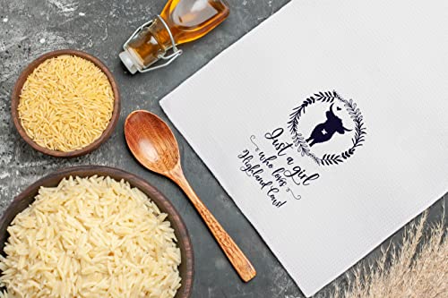 Just A Girl Who Loves Highland Cows Kitchen Towels Dishcloths 24"X16",Country Life Farmhouse Animal Highland Cow Dish Towels Bath Towels Hand Towels,Gifts For Cow Lovers Farm Girls Women #TOP2