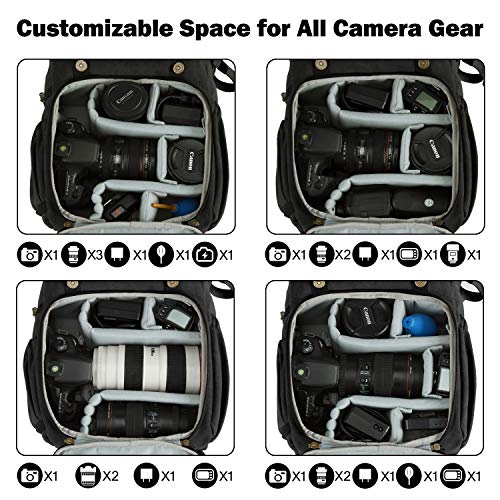 Fotorucksack BAGSMART DSLR Canvas mit Diebstahlschutz und Wasserabweisung