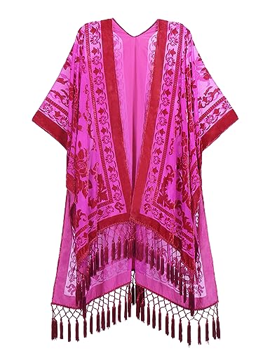 BohemyanRace Women's Coverups Burnout Velvet Cardigan...