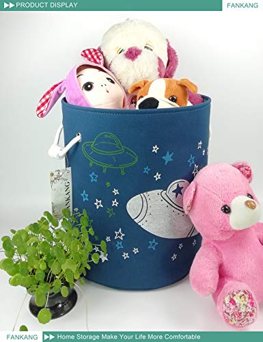 Storage Baskets,Collapsible & Convenient Nursery Hamper Laundry Bin Toy Collection Organizer for Kid's Room Gifts Basket (Spaceship)