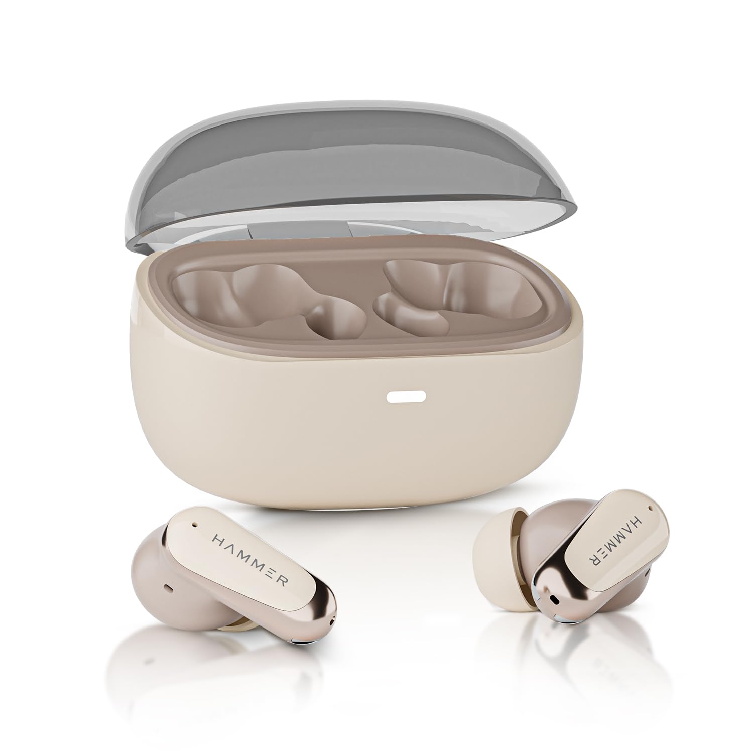 HAMMER Aura ANC Earbuds Wireless, 32dB ANC Ear Buds with ENC, Low Latency Gaming Earbuds with 35ms Mode, 50H Playtime, 13mm Titanium Driver, Transparency Mode, IPX4, Bluetooth 6.0, Beige — Amazon image 3