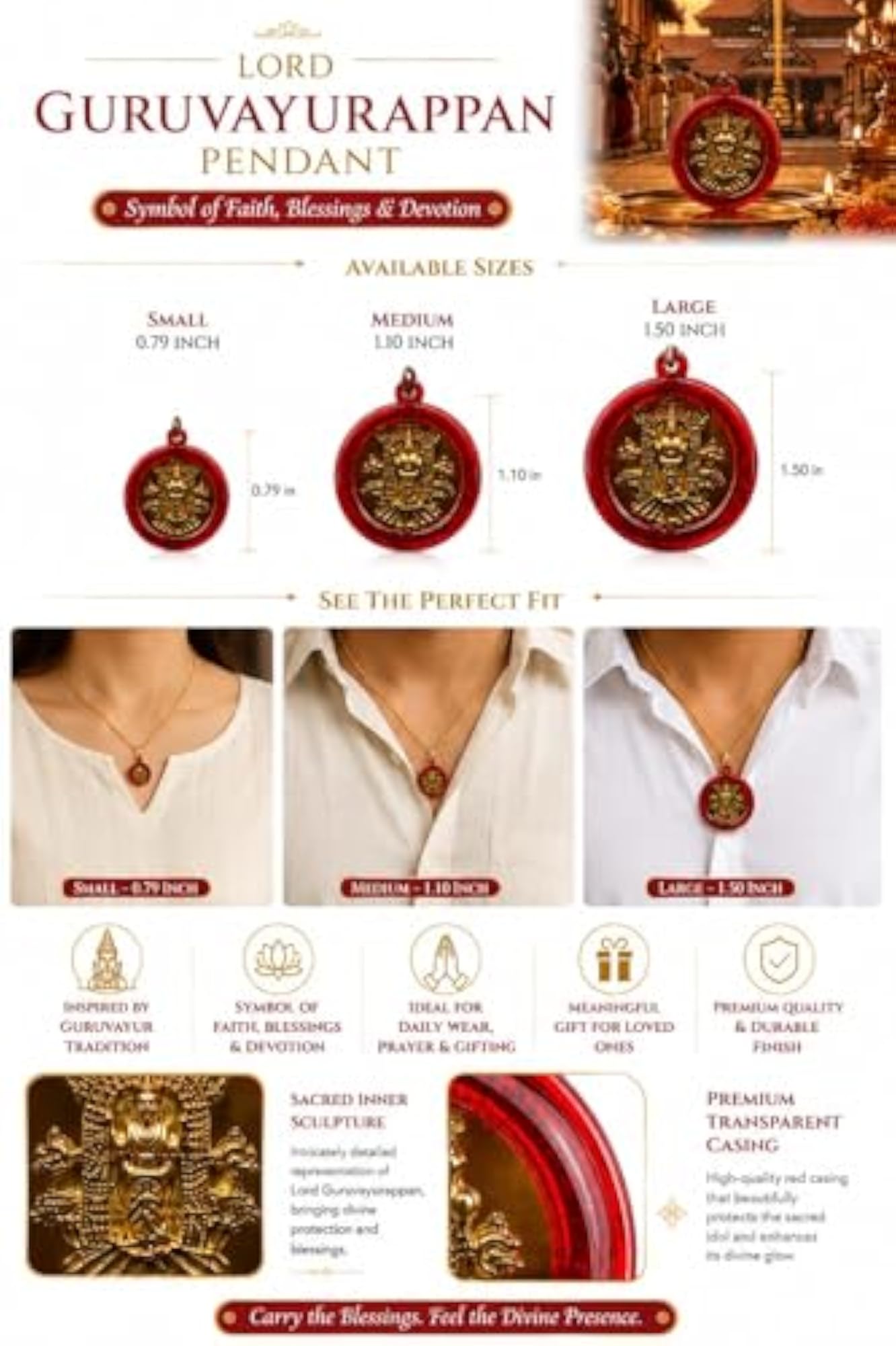 Guruvayurappan Traditional Pendant 3 Combo Set