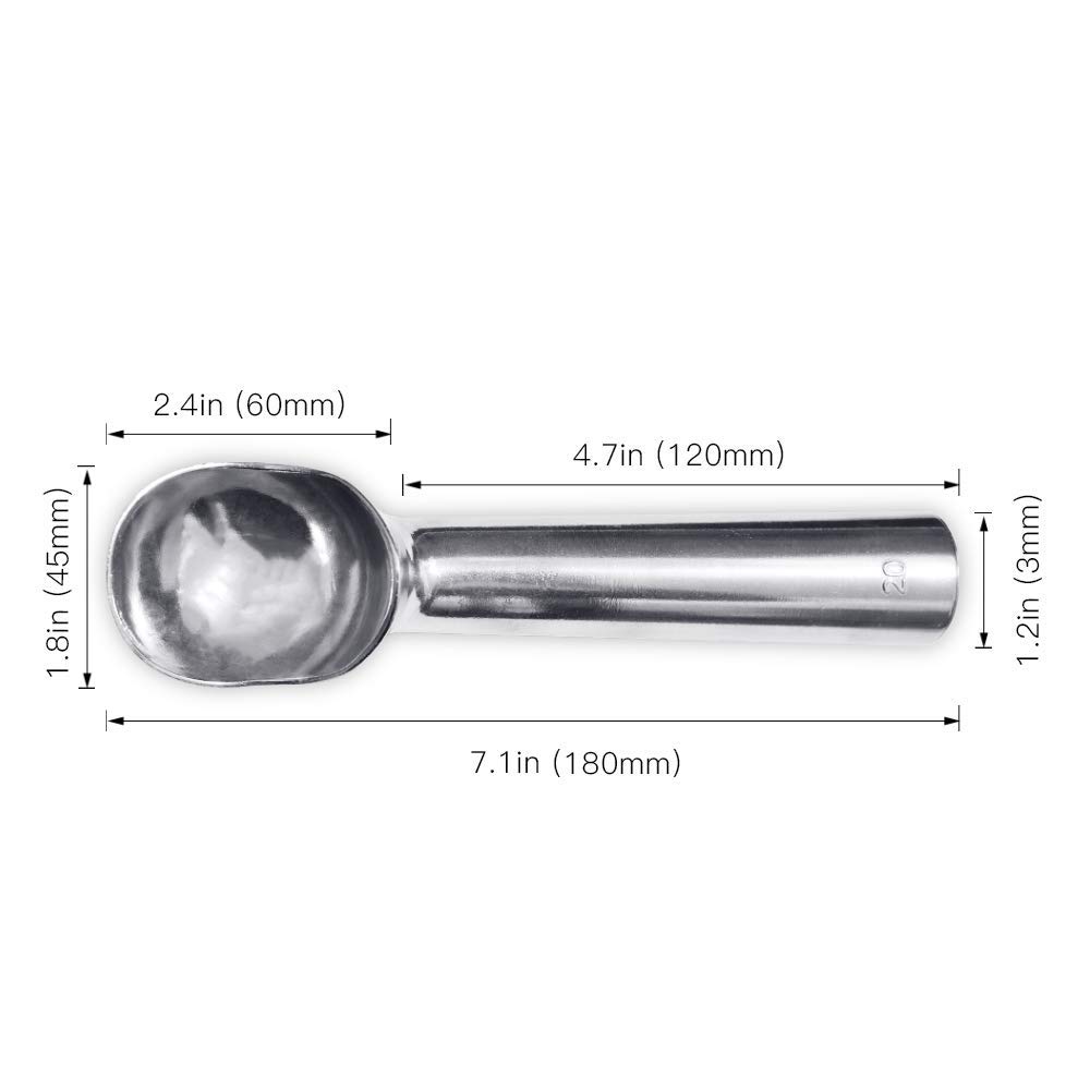Cozihom 2 OZ Aluminum Ice Cream Scoop, Heat Conductive Handle, Non-Stick and Easy to Use, Simple One-Piece Aluminum Design Easy Release, 3 PCS