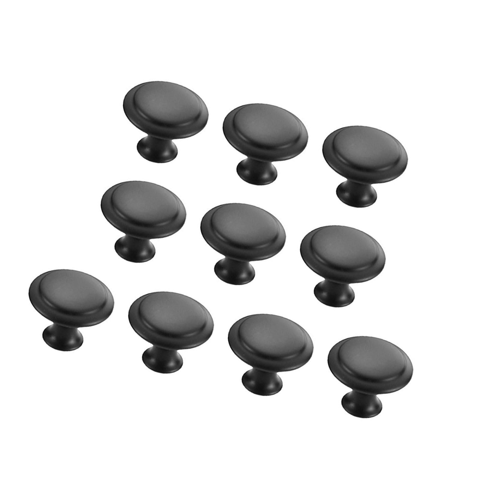 Msioytog Black 10Pcs Stainless Steel Dressers Knob Kitchen Cabinet Door Handle Wardrobe Pulls Round Drawer Knob Furniture Hardware Furniture Handles And For Dressers Modern