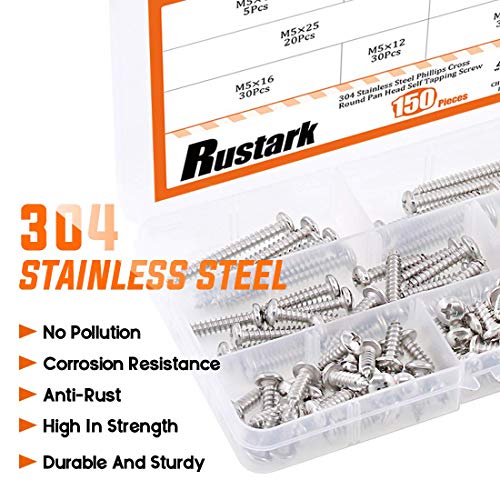 150 tornillos M5 acero inoxidable cabeza redonda Phillips miniatura 5