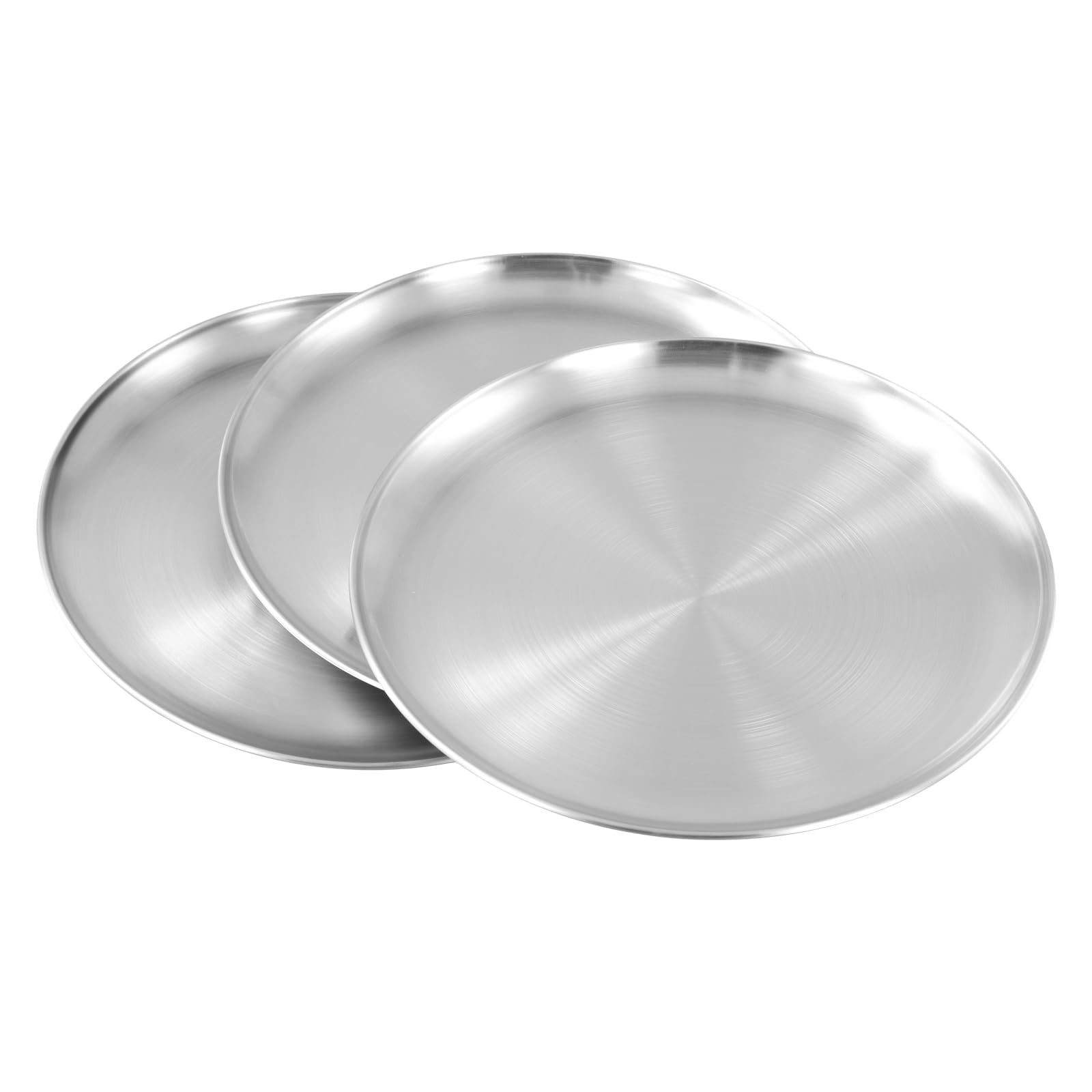 6 piatti rotondi in acciaio inox, 26 cm, piatti in argento, piatti da portata per pizza, cucina, campeggio, feste