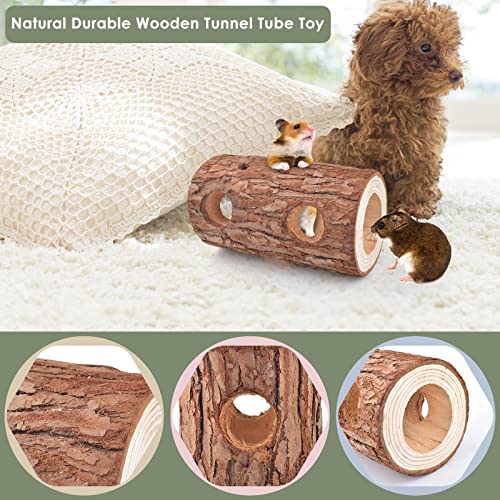 Bissap 3Pcs Hamster Toys, Natural Guinea Pig Wooden Ladder Bridge Forest Hollow Tree Trunk Hideout For Dwarf Syrian Hamsters Mice Gerbils Chinchilla Cage Accessories Climbing Hides Toy #TOP3
