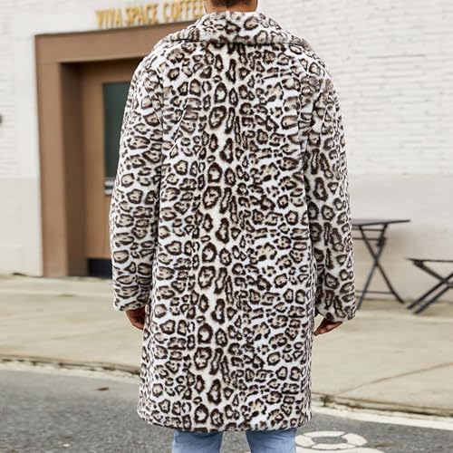 Men's Leopard Faux Fur Coat Long Jacket Winter Warm Windbreaker Overcoat4