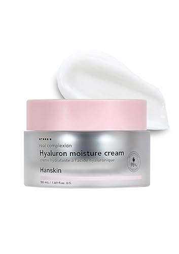Hanskin Real Complexion Crema hidratante hialurónica, hidratante de ácido hialurónico con niacinamida y vitamina E loción hidratante para pieles