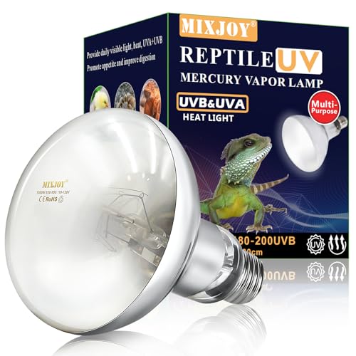 MIXJOY - MIXJOY 100 Watt High Intensity Self-Ballasted UV/Heat Mercury Vapor Light Bulb, UVA UVB Full Spectrum Sun Light for Reptile and Amphibian Use