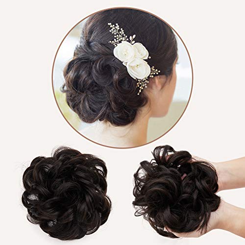 Akkay Messy Bun Hair Piece Scrunchie Extensions for Women Rose Hair Bun Top Knot Instand Faux Tousled Bun