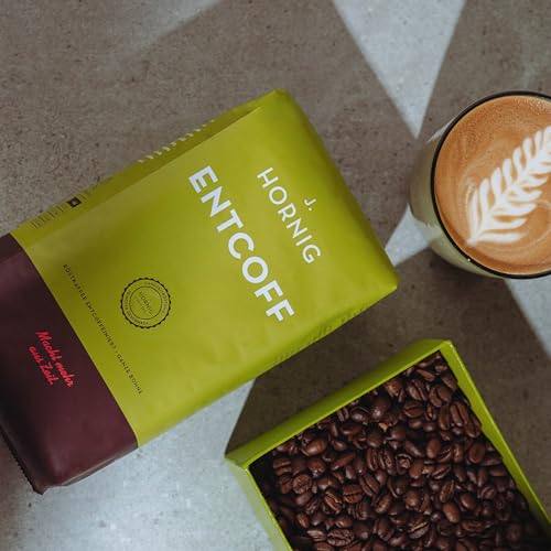 J. Hornig zrnková káva bez kofeinu, Entcoff, 500 g celých zrn, bezkofeinová káva s jemnou chutí, pro plně automatické stroje, kávovary na filtrovanou kávu a espresso