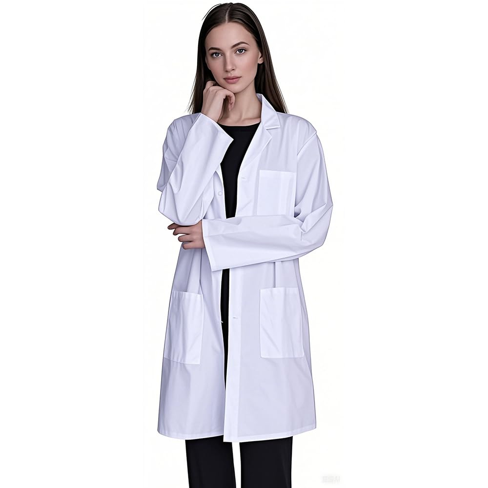 Voarge Biała sukienka do laboratorium medycznego, laboratorium chemicznego dla studentów, pielęgniarki, do szkoły, do pracy Cosplay