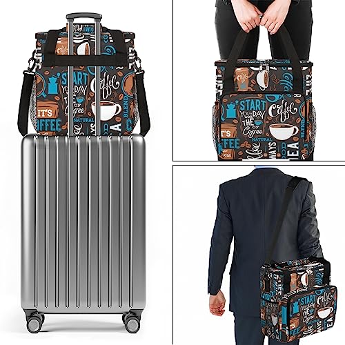 Image of Blue Coffee Cafe Maker Carrying Bag Travel Case Compatible with Keurig K-Mini or K-Mini Plus Portable Single Serve Coffee Brewer Case with Pockets for K-cup Pods