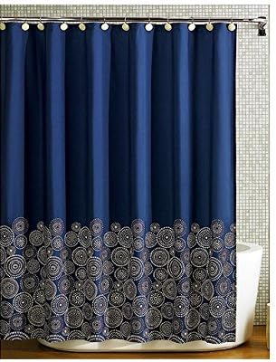 Miniatura 1 de Cortina de regadera en tela azul marino.