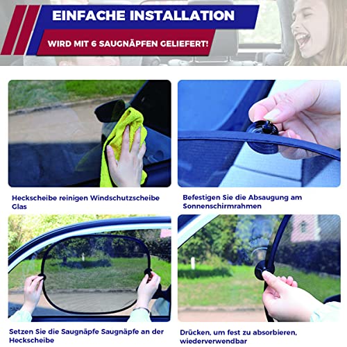 Auto-Sonnenblende mit extra 4 Saugnäpfen, UV-Schutz, Faltbare Auto-Heckscheiben-Sonnenblende, universelle Mesh-Heckscheibenblende