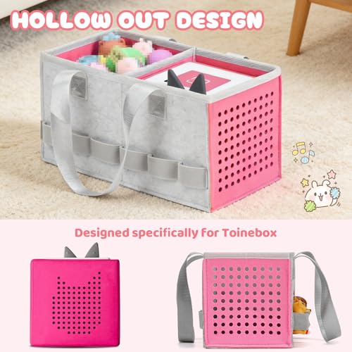 Image of Carrying Case for Toniebox Travel Bag for Tonies Starter Set & Audio Player Felt Cloth Portable Bags for Toniebox 2 Kids Travel Toy Organizer Tote Bags Handbag