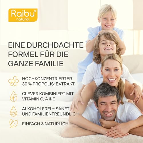 Propolis Tropfen ohne Alkohol - große 50 ml Flasche, 30 % Propolis Extrakt, geeignet für Kinder, Erwachsene & Haut - mit Vitamin A, C & E - wasserlöslicher Extrakt - Produziert in Deutschland
