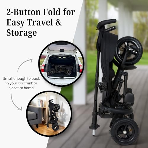 Image of Rito Premium Folding Stroller & Toddler Bike, Air Tires, Midnight Edition