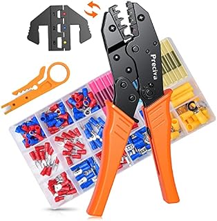 Crimping Tools for Insulated and Solder Connectors, 2 Replaceable Crimp Head with 200pcs Wire Connectors , AWG 20-10(0.5-6mm²) , Preciva Ratchet Crimping Tool, Made of Hardened Alloy Steel