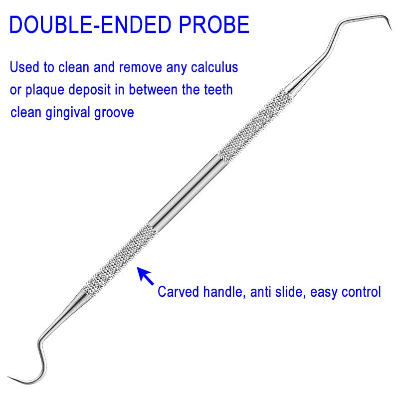 FREWIK Pet Dog Cat Teeth Tartar Plaque Remover Stainless Steel Double Headed Scaler Scraper Dental Tooth Cleaning Tools Oral Care Hygiene Set(3 Pieces Different Shape Silver)