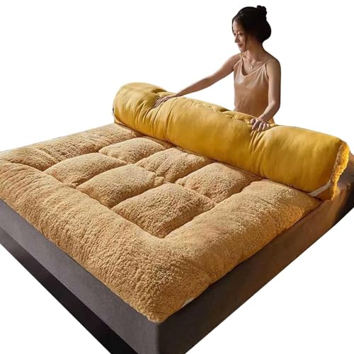 Colchón grueso de felpa agradable a la piel, antideslizante, acolchado, japonés, plegable, para camping, cama de invitados enrollable para cama individual y doble (color: gris)