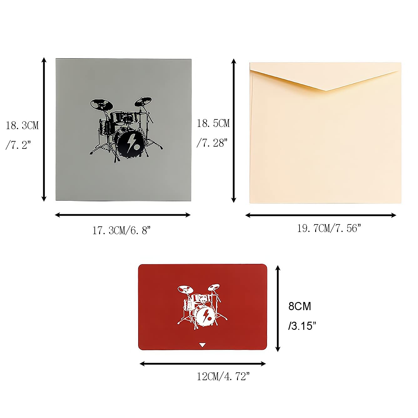 Tarjeta de felicitación 3D desplegable con sobre y kit de batería de marca