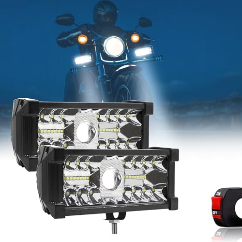 Image of FABTEC 6 Inch Led Bar Light 33 Led with hyper Lens Versatile Off Road Spot & Flood Beam Led Fog Light for Bikes and Scooties with On /Off Switch (White Set of 2) (33 Led 7 Inch)