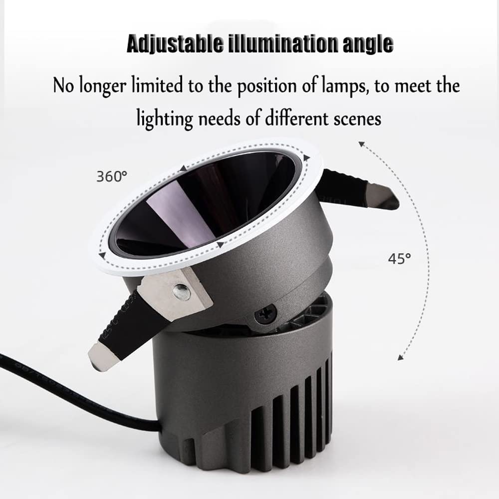 Luces LED empotrables de Techo de 7 W, 3000 K, cálidas, 4000 K, Naturales, 6000 K, de aleación de Aluminio, Redondas, Negras, antideslumbrantes, COB, 1 Unidad, 2 Unidades, 8 Unidades, 14 Unidades