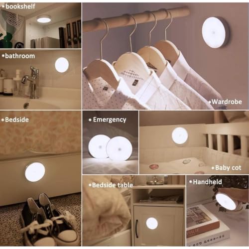 Image of LED Night Light Motion Sensor Wall Lamp Rechargeable Puck Light Pack of 2