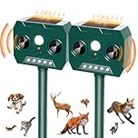 RAYGARD 2 Pezzi Dissuasore Gatti, Repellente per Volpi Ultrasonico Solare con Luce LED, 12m 120° Dissuasori per Piccioni Giardino IP45 Impermeabile per Gatti Volpi Cani Cervo Procioni