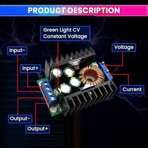 Image of amiciSmart 300W DC-DC Buck Convertor, 5~40V to 1.2~35V Adjustable Voltage Step Down Power Supply Module for DIY Application